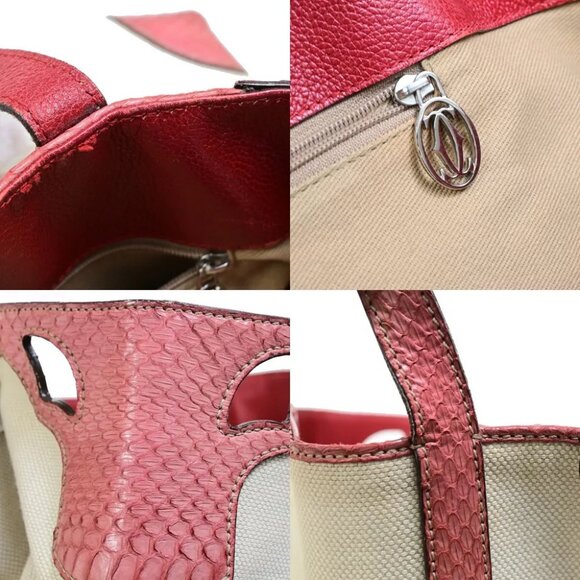 authenticity guaranteed CARTIER Logo Marcello Shoulder Tote Bag Canvas - Picture 8 of 16